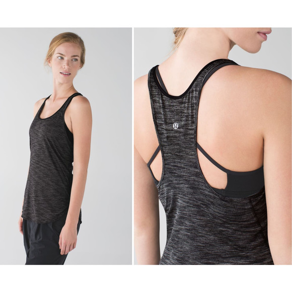 lululemon athletica Tops - Lululemon What The Sport Singlet Heathered Black Size 4 Racerback Gym Yoga
